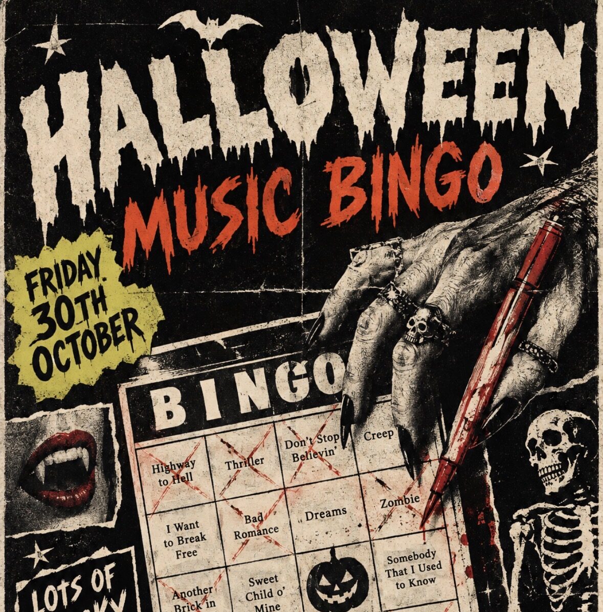 Halloween Bingo - Friday 30th October